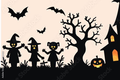 halloween background with pumpkin and bats