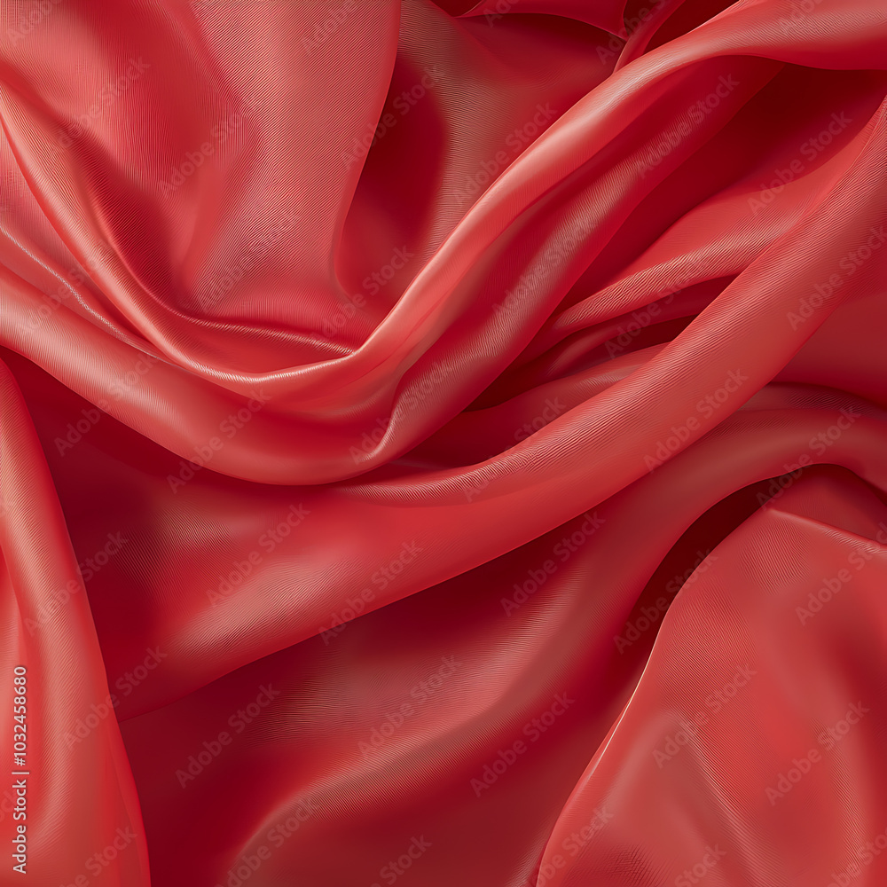 Obraz premium Flowing red silk fabric texture close-up