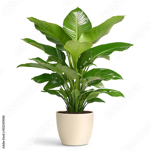 Lush indoor plant in a modern pot