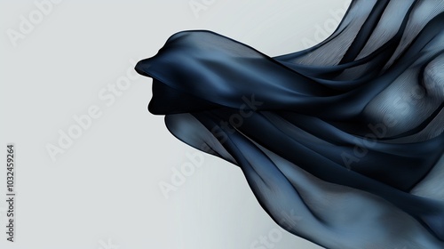 Elegant Flowing Black Fabric on Soft Background