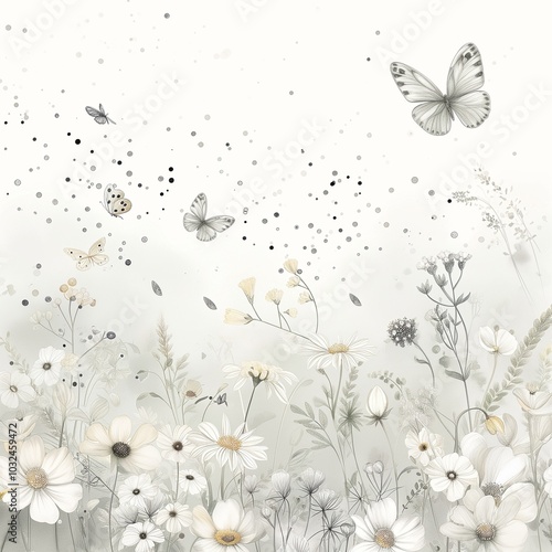 watercolor drawing of a summer meadow on a white background.