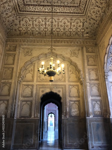 interior of a badshahi mosque lahore pakistan photo