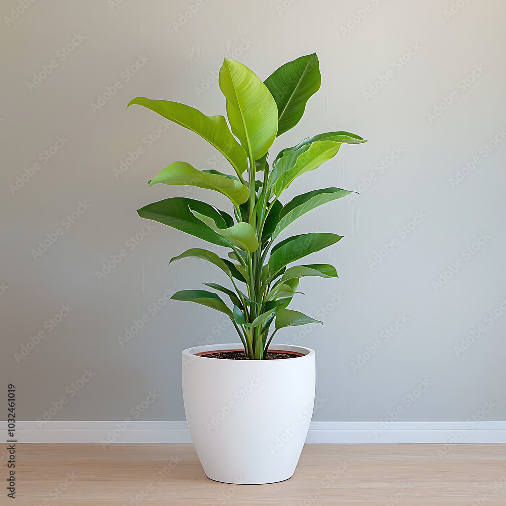 Lush indoor plant in a modern white pot Lush indoor plant in a modern white pot