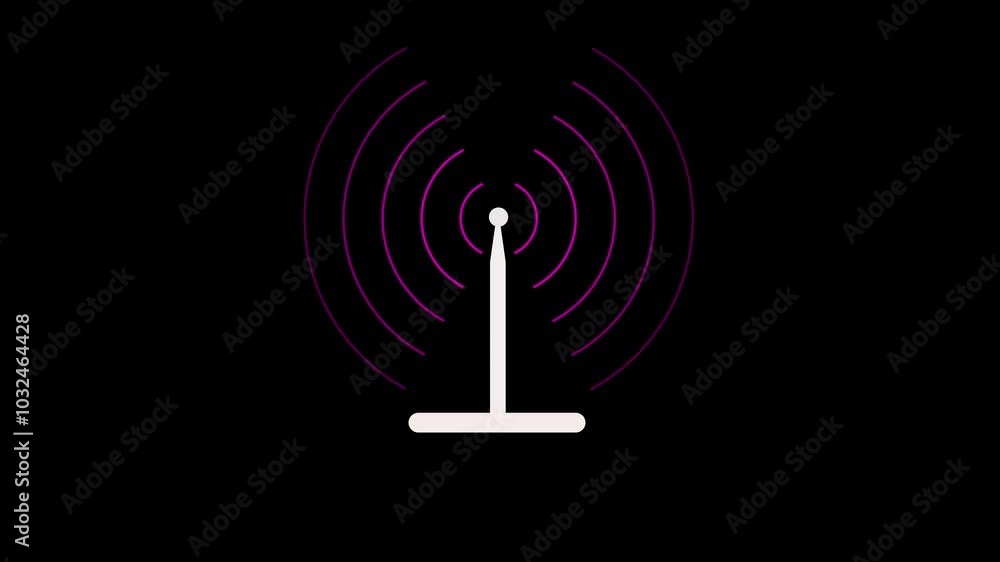 Expanding waves motion graphics and pink color Radio waves with black background animation Expanding waves motion graphics and pink color Radio waves with black background animation