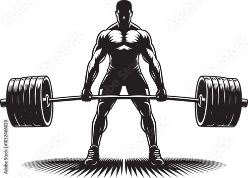 Deadlift Gym exercise Silhouette illustration isolated on a white background