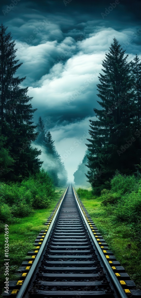 Fototapeta premium Detailed shot of train tracks with bright yellow markings