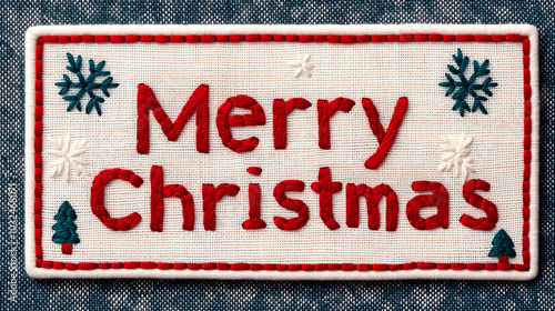 Festive greetings celebrating the joy of christmas with a decorative patch displaying 'merry christmas' message