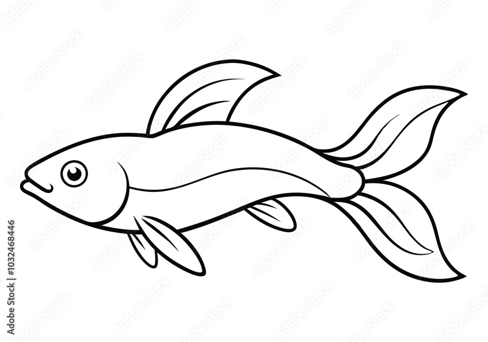 Continuous Line Drawing of a Swimming Fish – Minimalist Ocean Vector Art Continuous Line Drawing of a Swimming Fish – Minimalist Ocean Vector Art