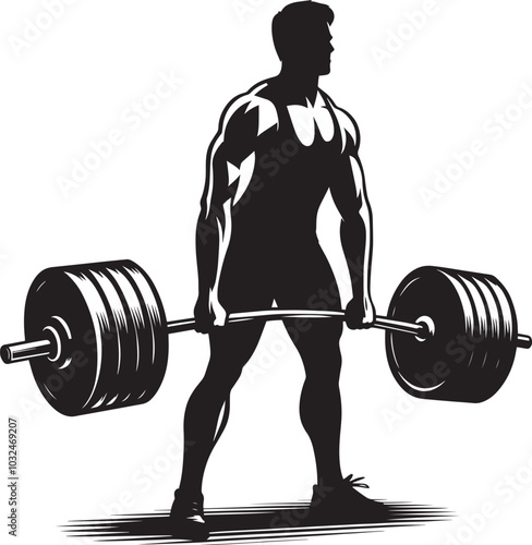 Deadlift Gym exercise Silhouette illustration isolated on a white background