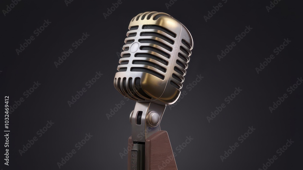 Fototapeta premium vintage microphone on a black background