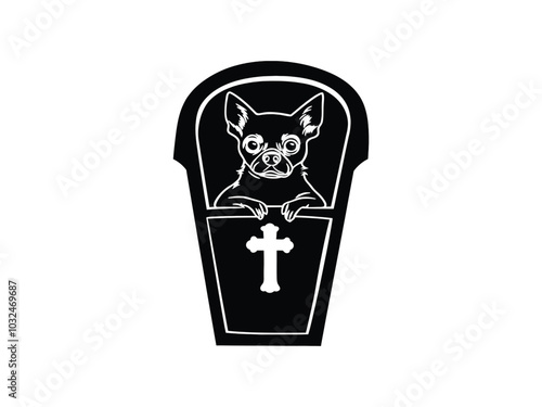 Vampire Coffin Dog Silhouette – Halloween Pet Design