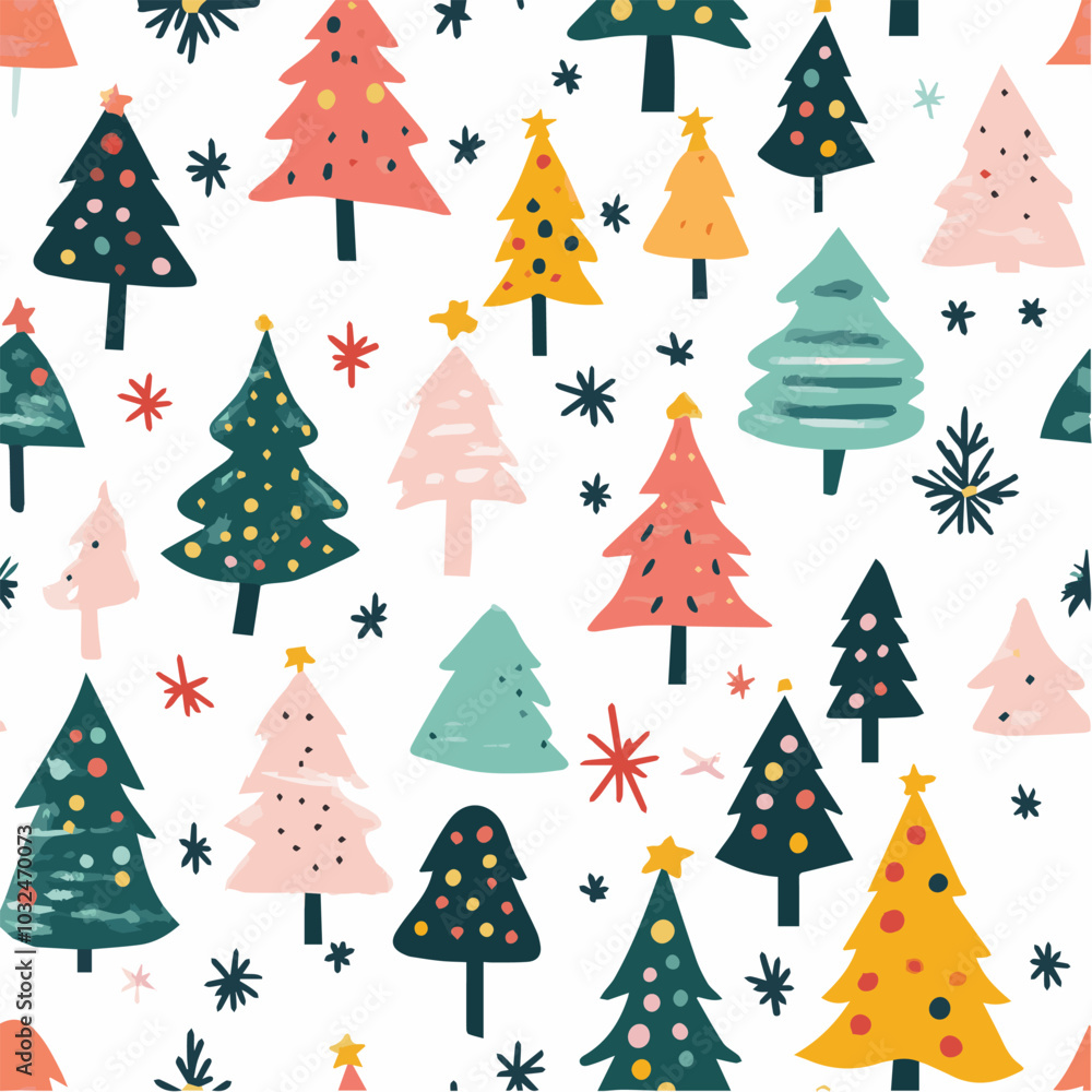 Vector seamless pattern of funny christmas tree in christmas festival Vector seamless pattern of funny christmas tree in christmas festival