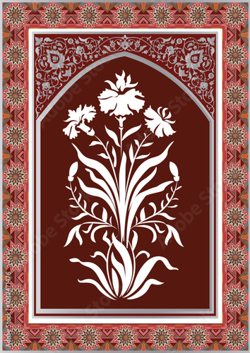 A beautiful composed seamless floral design pattern for digital print, Seamless floral wall pattern of the Mughal era