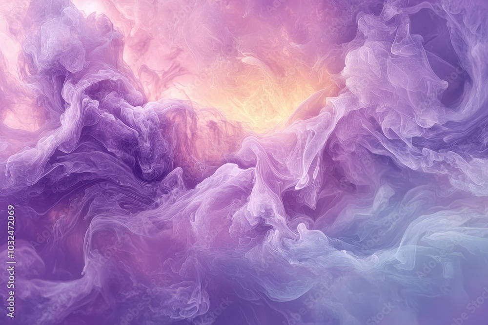 Obraz premium Abstract Purple and White Swirling Smoke or Ink