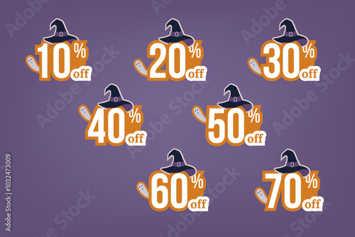 Halloween sale tag sticker. 31 october bussiness halloween event photo