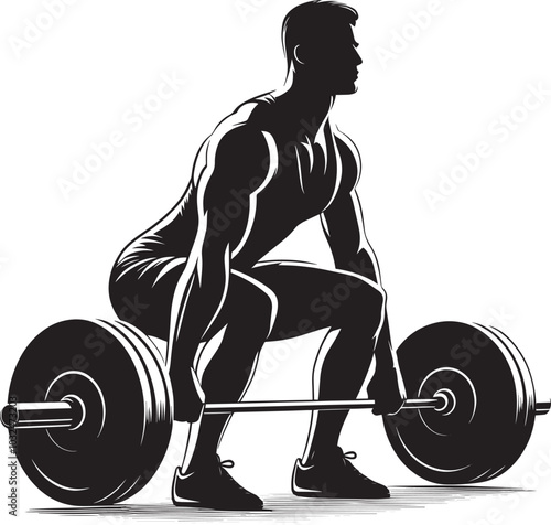 Deadlift Gym exercise Silhouette illustration isolated on a white background