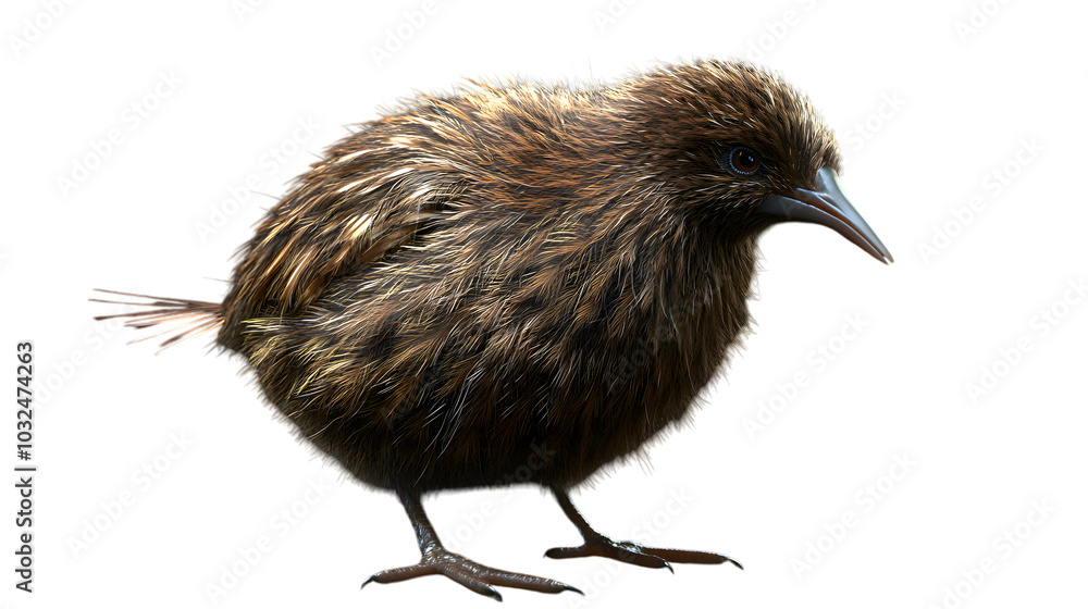Obraz premium Kiwi Bird on Transparent PNG Background, Photo Realistic, Wallpaper, Cover and Screen for Smartphone, PC, Laptop, Transparent PNG