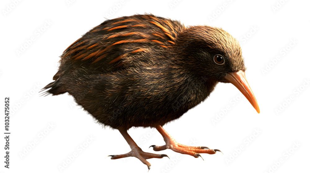Fototapeta premium Kiwi Bird on Transparent PNG Background, Photo Realistic, Wallpaper, Cover and Screen for Smartphone, PC, Laptop, Transparent PNG