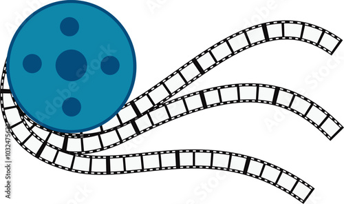 Curved film strip icon. Vector illustration isolated on white background
