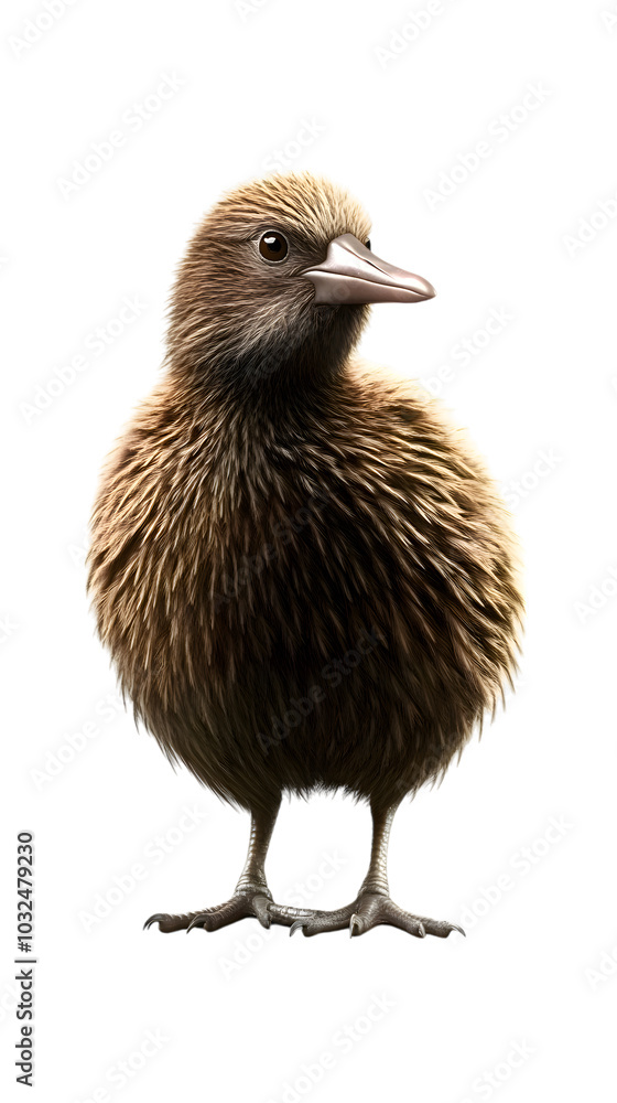Fototapeta premium Kiwi Bird on Transparent PNG Background, Photo Realistic, Wallpaper, Cover and Screen for Smartphone, PC, Laptop, Transparent PNG