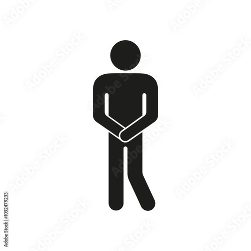 Man in Need of Toilet. Male Restroom Symbol. Human Figure Standing with Urgency for Bathroom. Isolated Vector Illustration