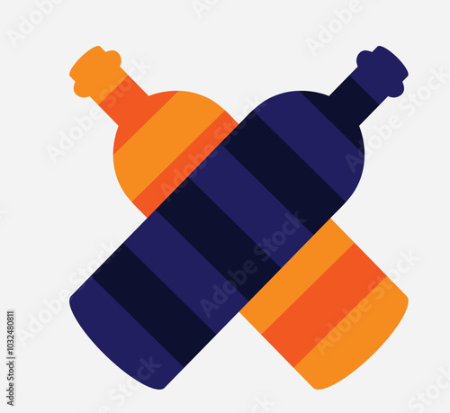 illustration of a bottle of wine. wine bottles with different colored liquid and caps.