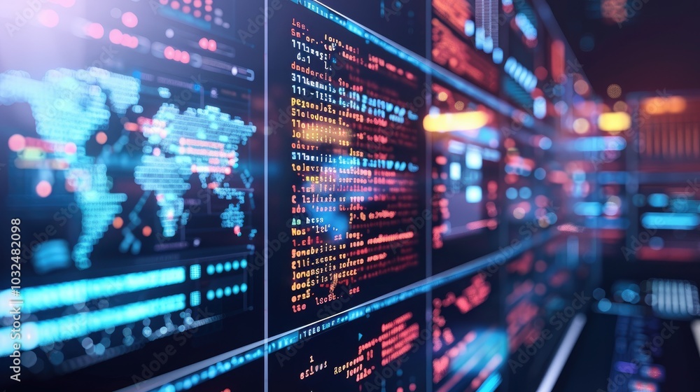 Abstract Data Visualization with Bright Colors and Codes Abstract Data Visualization with Bright Colors and Codes