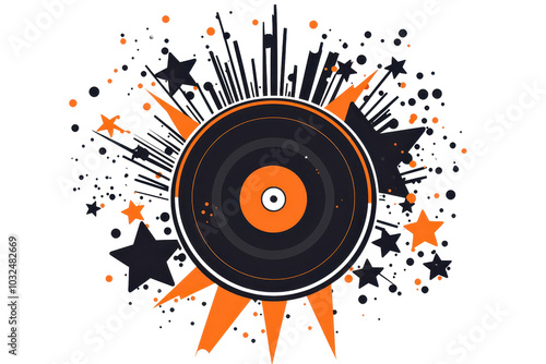 Abstract digital art with vibrant orange and black starburst pattern, radiating energy and creativity, ideal for modern design projects.