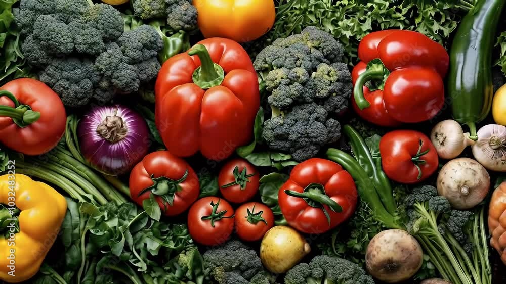 A close up of a variety of fresh vegetables. A close up of a variety of fresh vegetables.