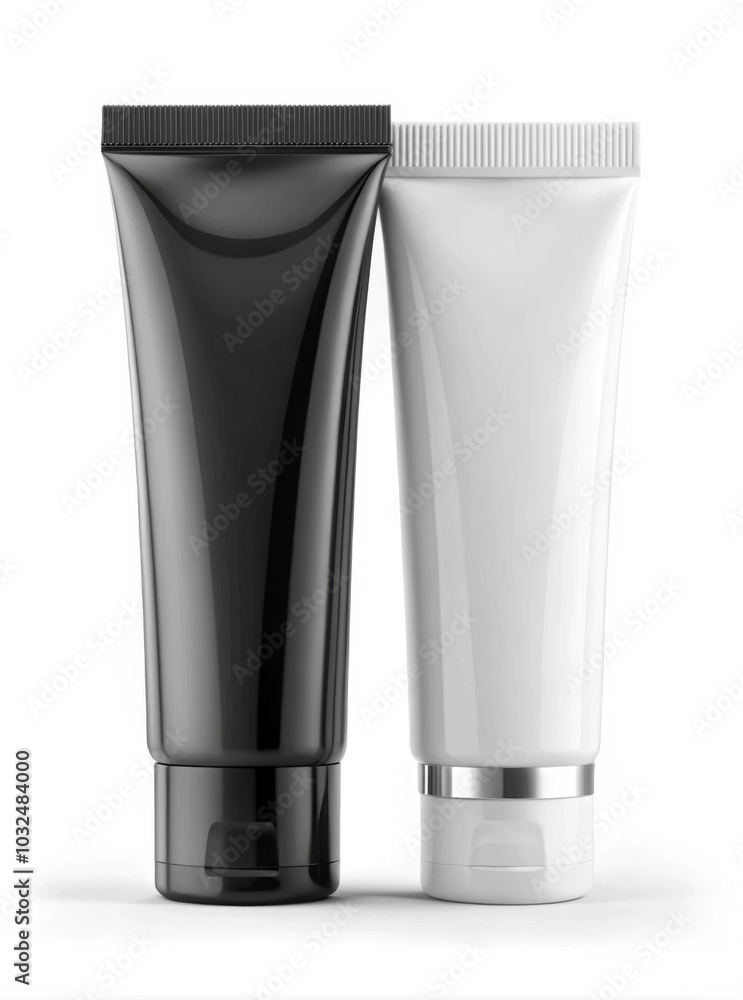 Blank black and white tube mockup, 3d rendering. Clear paint or cream pack design mock up. Clean ointment gel bottle template set, stand front view. Empty paste packaging cover. Plastic package Blank black and white tube mockup, 3d rendering. Clear paint or cream pack design mock up. Clean ointment gel bottle template set, stand front view. Empty paste packaging cover. Plastic package