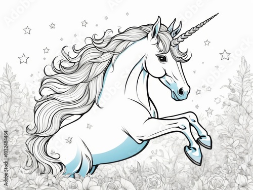 Wallpaper Mural Cute unicorn line and color. Vector illustration for coloring book Torontodigital.ca