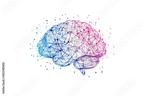 Abstract depiction of a digital brain, blending technology and neuroscience with colorful connections representing neural networks and innovation.