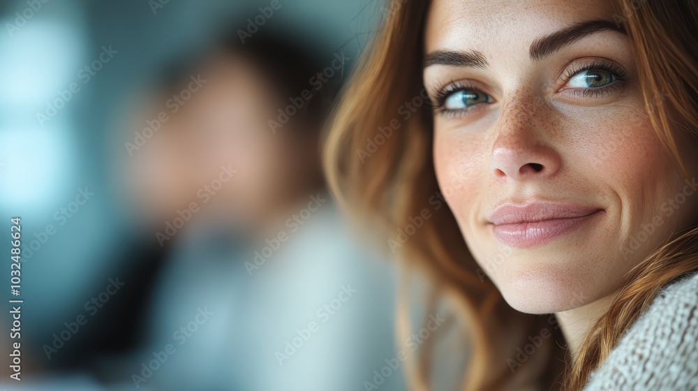 A calm woman with a gentle expression, looking over her shoulder, captures a moment of tranquility and introspection, offering a glimpse into her peaceful demeanor. A calm woman with a gentle expression, looking over her shoulder, captures a moment of tranquility and introspection, offering a glimpse into her peaceful demeanor.