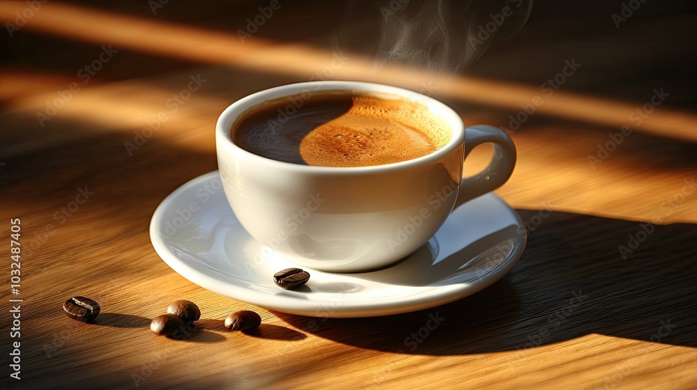 Fototapeta premium Cup of Coffee on a wooden table