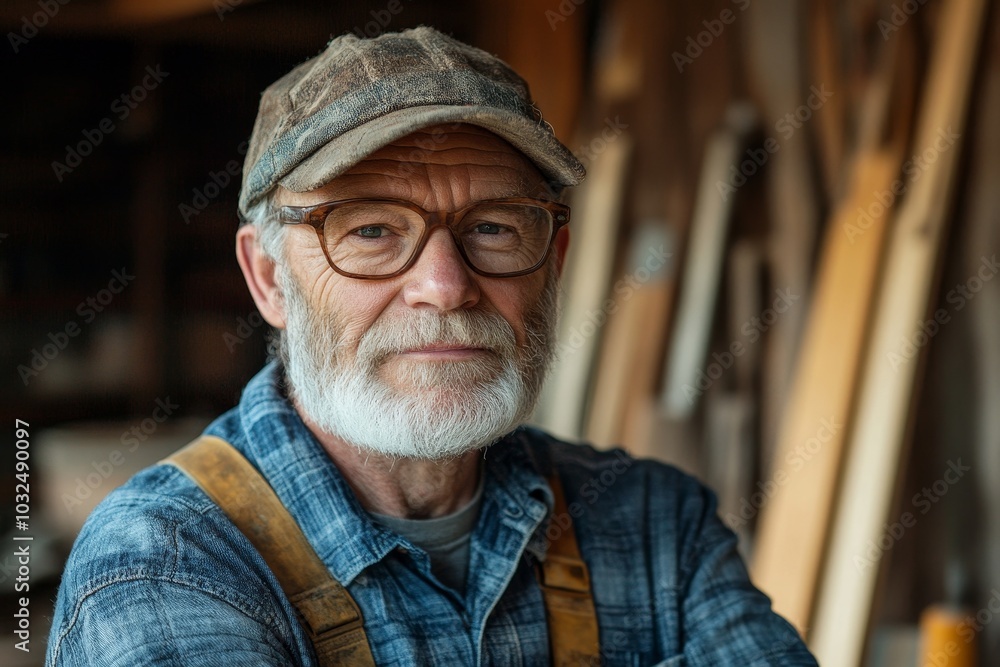 Portrait of confident senior male carpenter, Generative AI Portrait of confident senior male carpenter, Generative AI