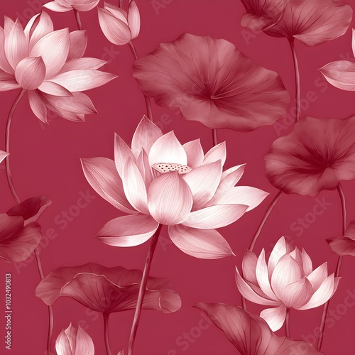 Pink Lotus Flower with Red Background