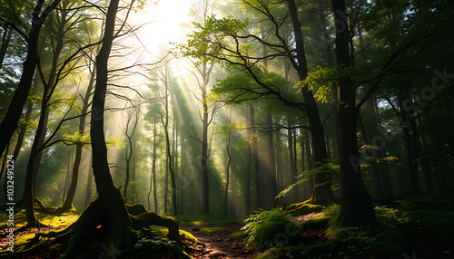 Fototapeta Naklejka Na Ścianę i Meble -  in magic celtic forest isolated with white highlights, png