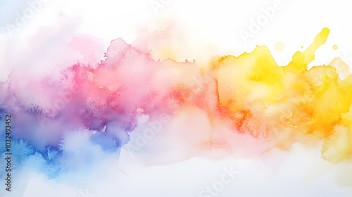 Vibrant Watercolour Gradient with Multicolour Top Quarter and White Base for Elegant Wallpaper Design