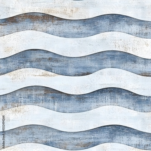 Abstract Blue and White Wavy Pattern