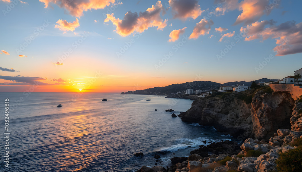 Obraz premium Sunset sea scenery in Cap de Creus isolated with white highlights, png