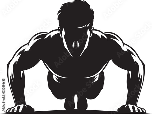 Push-up Gym exercise Silhouette illustration isolated on a white background