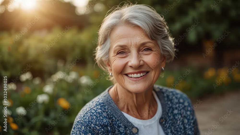 Happy old senior woman smiling outdoor Happy old senior woman smiling outdoor