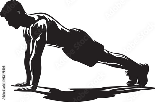 Push-up Gym exercise Silhouette illustration isolated on a white background photo