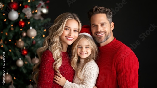 Family portrait celebrating the joy of Christmas together