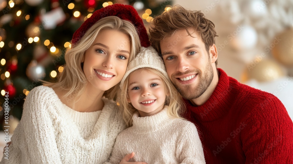 Happy family celebrating Christmas together at home Happy family celebrating Christmas together at home