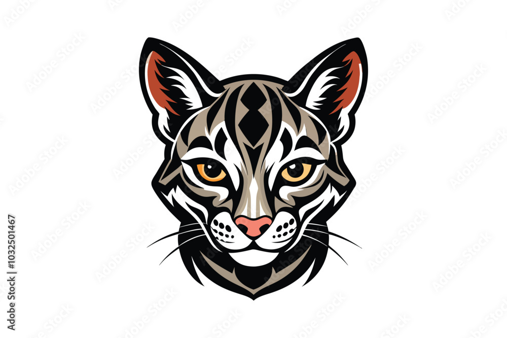 Ocelot Head Silhouette Vector Illustration – Perfect for T-Shirts & Hoodies Ocelot Head Silhouette Vector Illustration – Perfect for T-Shirts & Hoodies