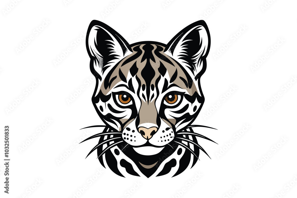 Ocelot Head Silhouette Vector Illustration – Perfect for T-Shirts & Hoodies Ocelot Head Silhouette Vector Illustration – Perfect for T-Shirts & Hoodies