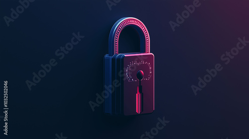 A blue and purple lock with a keyhole