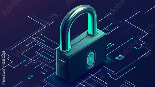 A blue and silver lock with a keyhole