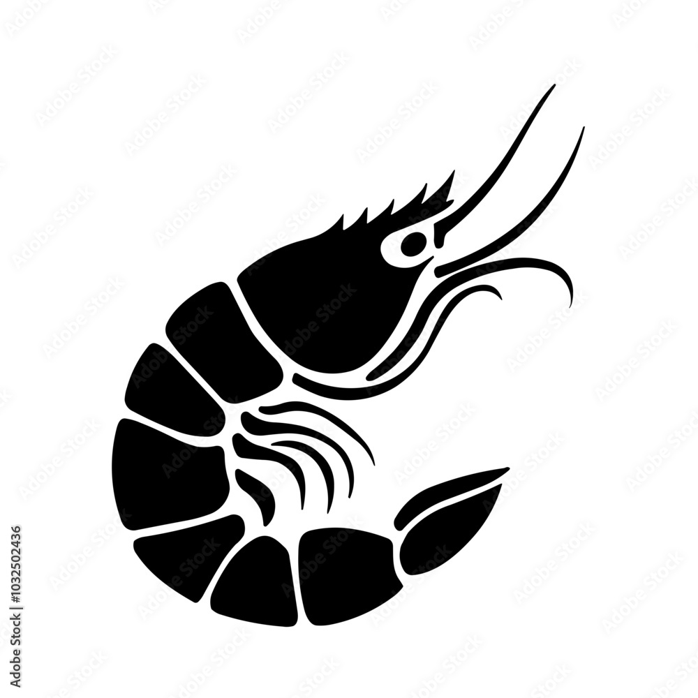 Simple black shrimp flat icon vector illustration Simple black shrimp flat icon vector illustration